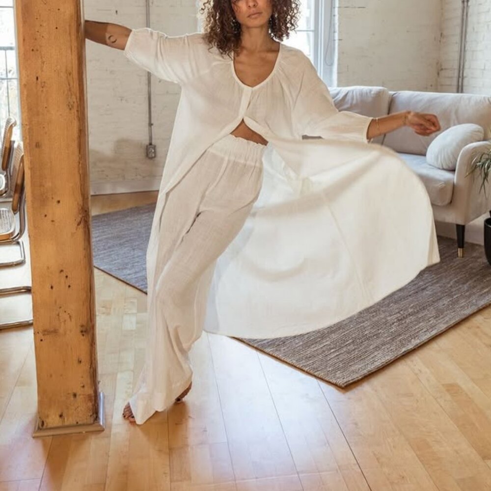 Anthropologie Layla Gauze Midi Maxi Dress Boho Coastal Oversized Peasant Tunic - Picture 1 of 14